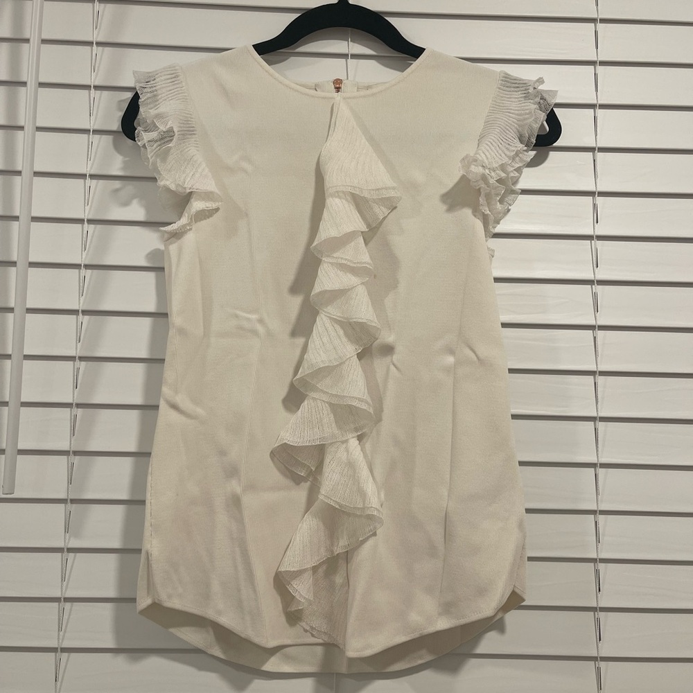 TED BAKER Ruffle White Top/Blouse, size 1